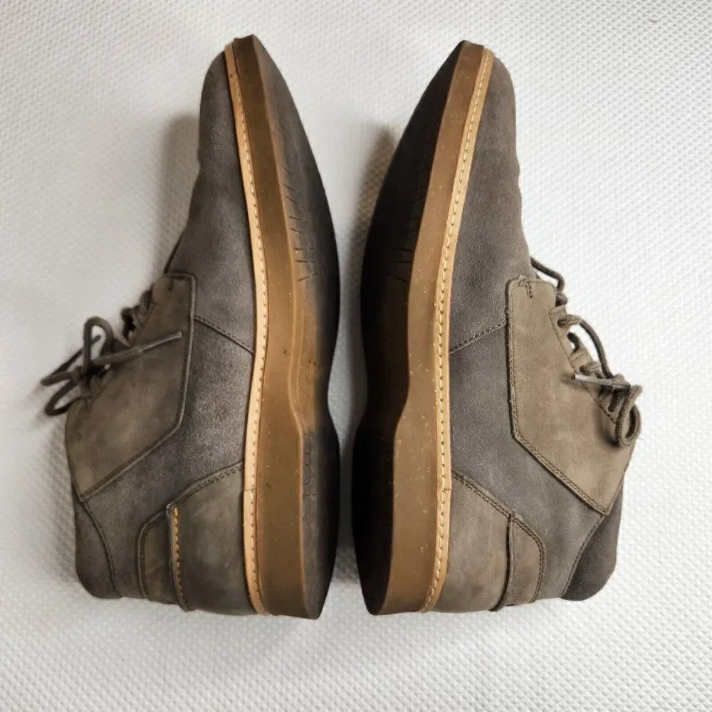 Ahnu Chukka Boots Broderick Mens 12 Lace Up Leather Brown Taupe Ankle Suede